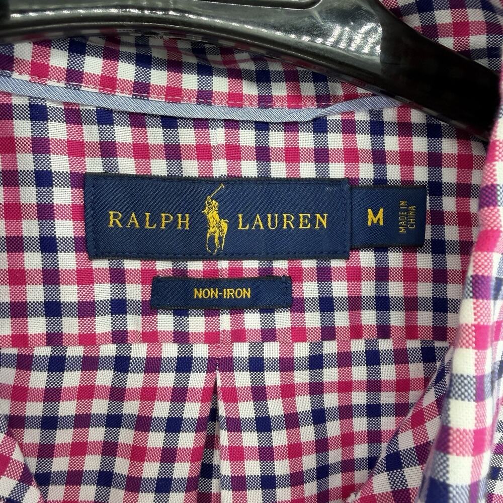 Ralph Lauren Shirt Pink White Blue Gingham Check Plaid Non Iron Mens Size Medium - Picture 5 of 10
